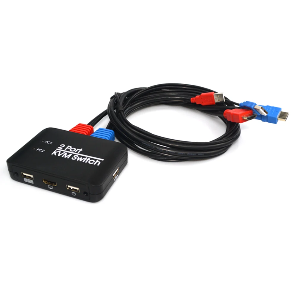 

KVM Switch 2 Ports 4K 60Hz 2 In 1 Out Splitter with 1.2m Wire KVM HDMI-Compatible Switcher for Keyboard Mouse U Disk