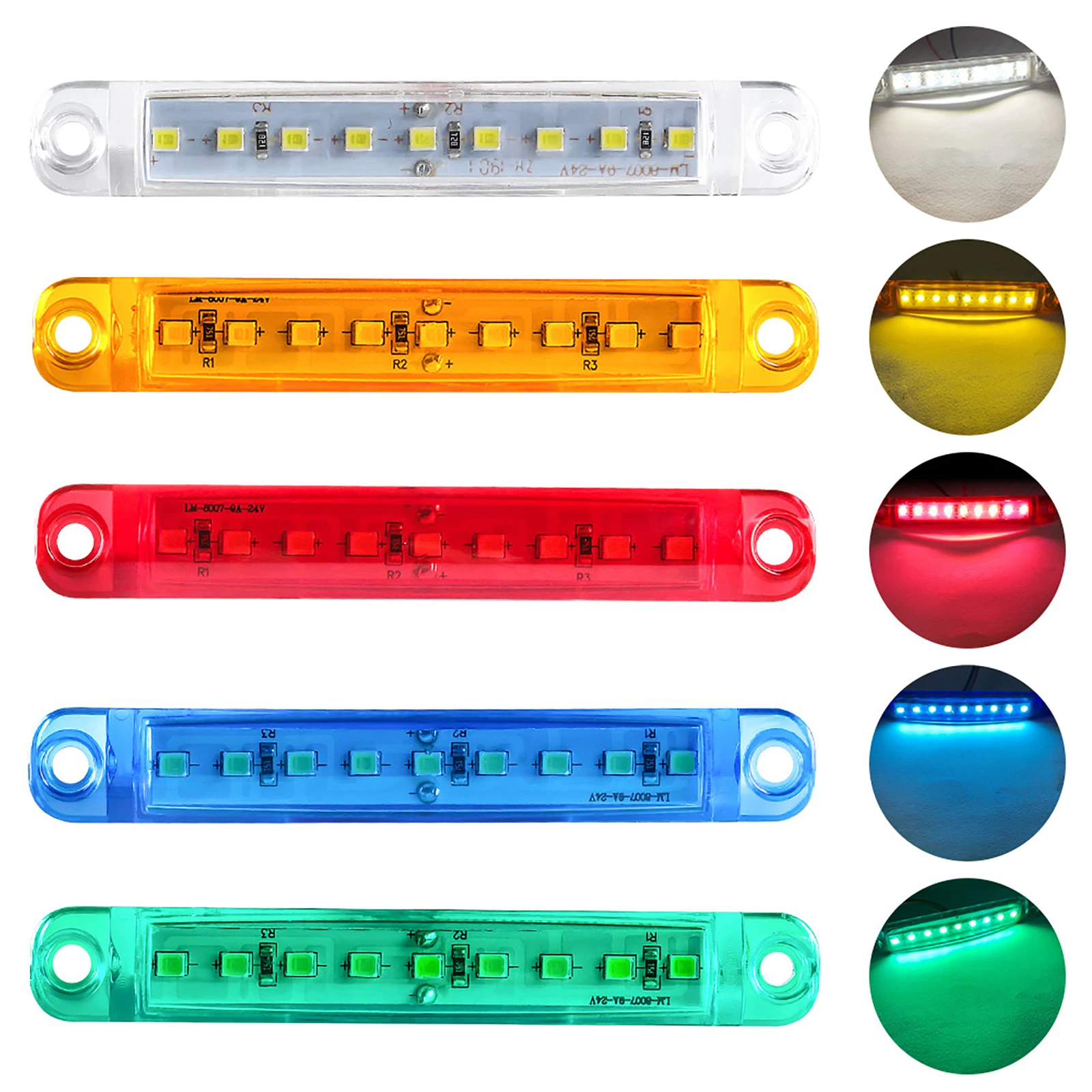

5PCS 12/24V 9LED Car Lorry Side Marker Led Trailer Light Rear Waterproof Parking Side Lamp Warning Lights For Bus Truck Trailer