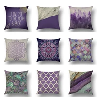 purple mandala linen throw pillow case geometry damask agate mable cushion covers for home sofa chair decorative pillowcases