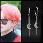 Серьги-гвоздики Bangtan для мужчин и женщин в стиле хип-хоп, модная подвеска из нержавеющей стали с Луной, Ювелирное Украшение для фанатов джимина, 1 шт.