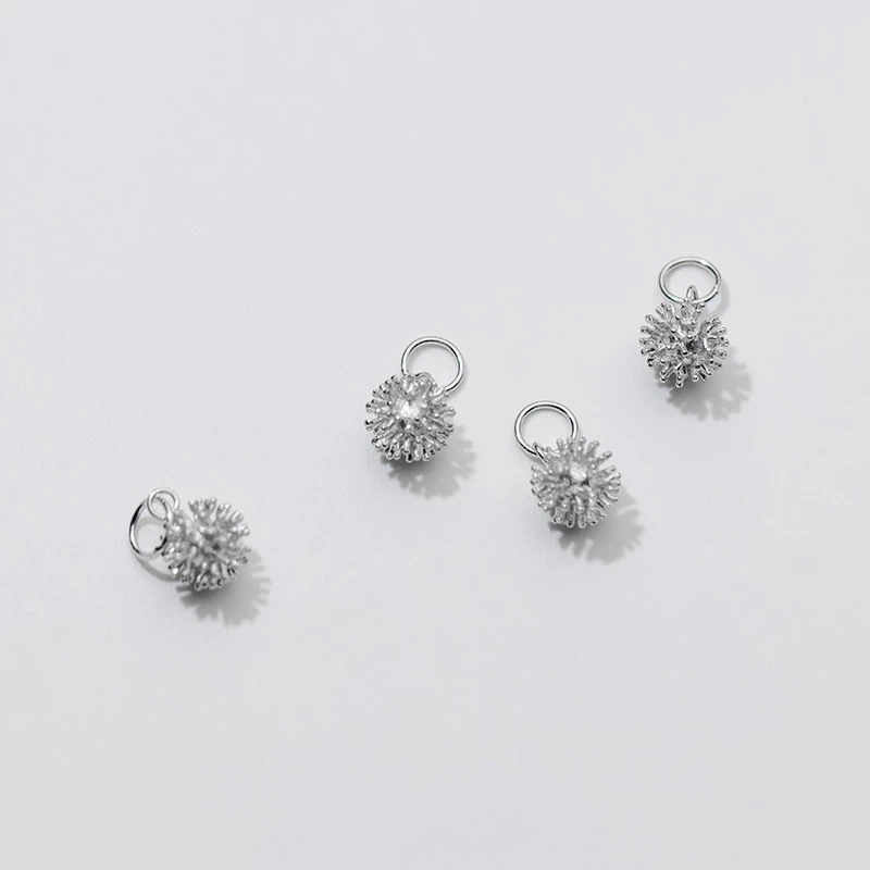 925 Sterling Silver Craftwork Fur Ball Design Small Dangle Charms DIY Jewelry Making Gift Fancy S925 Decoration Pendant | Украшения и