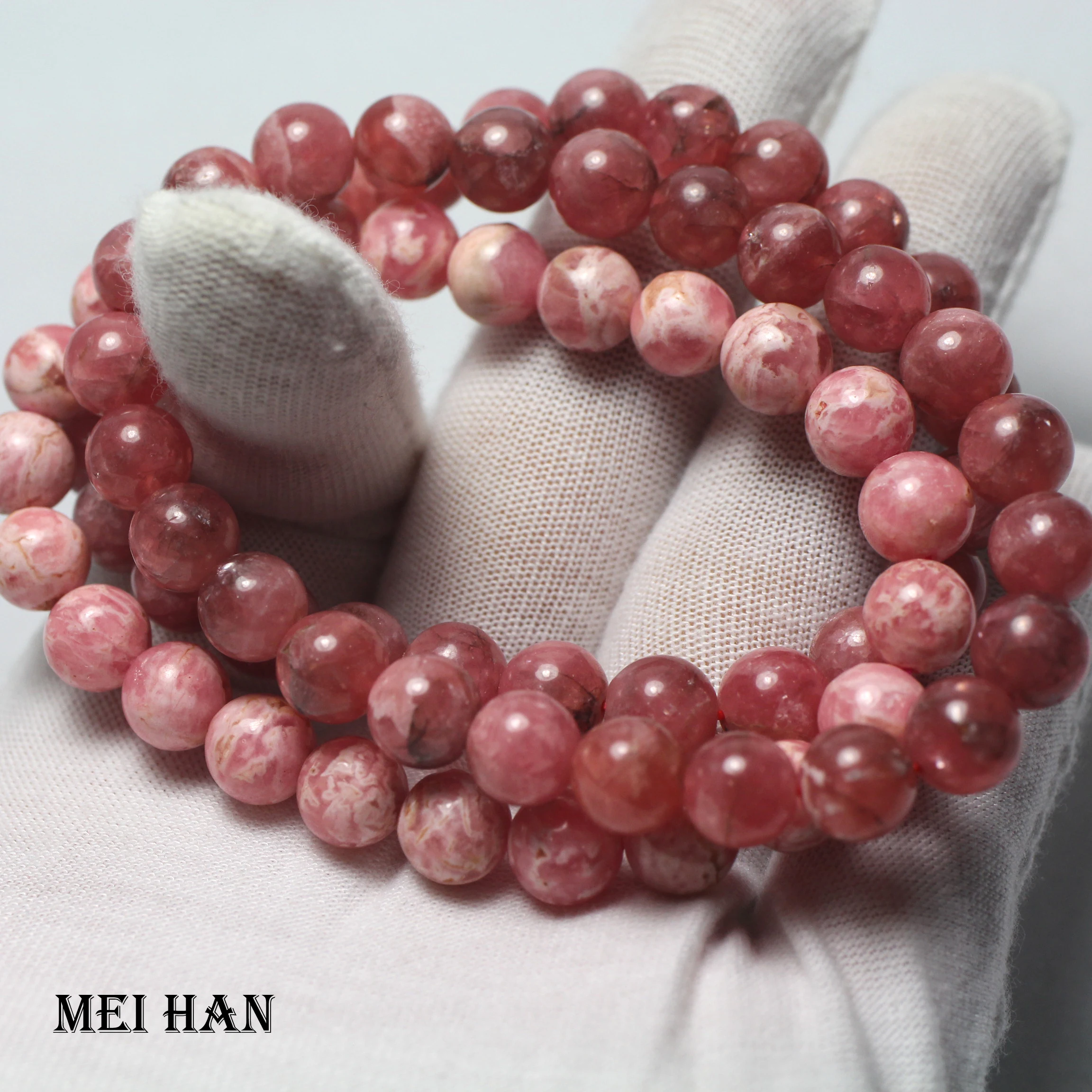 Meihan(23 бусины/комплект/23 г) 8-8,3 мм+ натуральный Родохрозит гладкие круглые бусины россыпью камень оптом