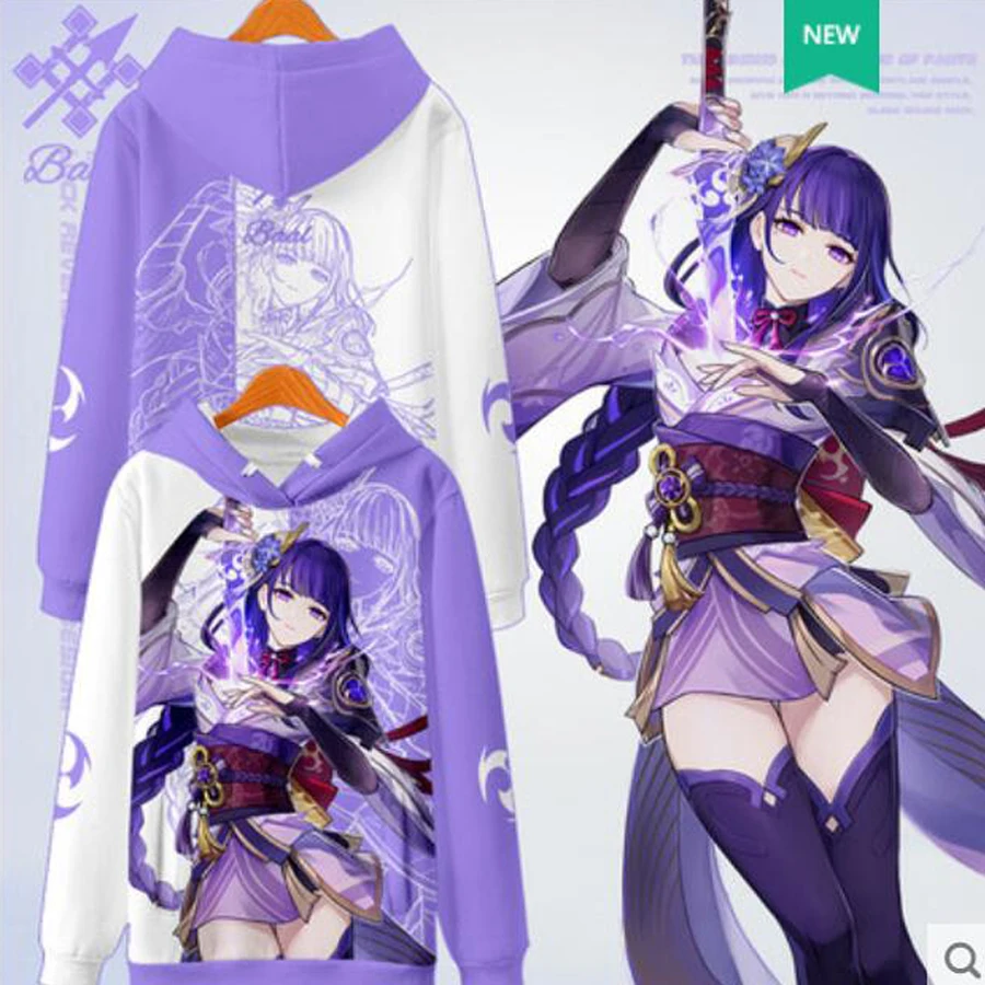 

Anime Genshin Impact Raiden Shogun Baal Cosplay Hoodie Women Men Harajuku Sweatshirt Streetwear Hip Hop Pullover Hooded Jacket