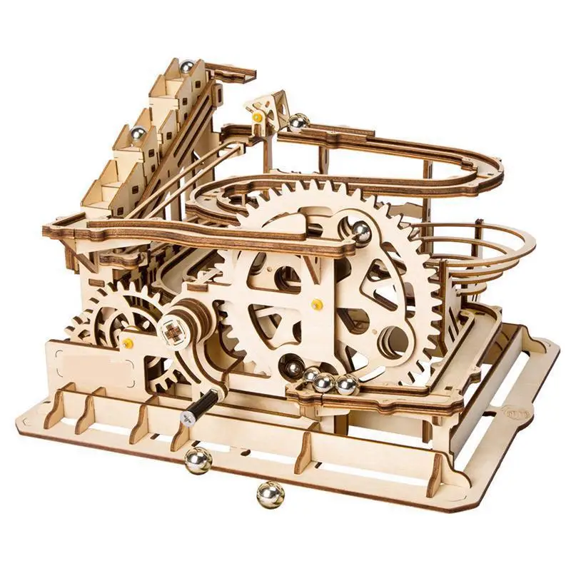 

4 Kinds Marble Run Game DIY Waterwheel Wooden Model Building Kits Assembly Toy Gift for Children Adult dropship