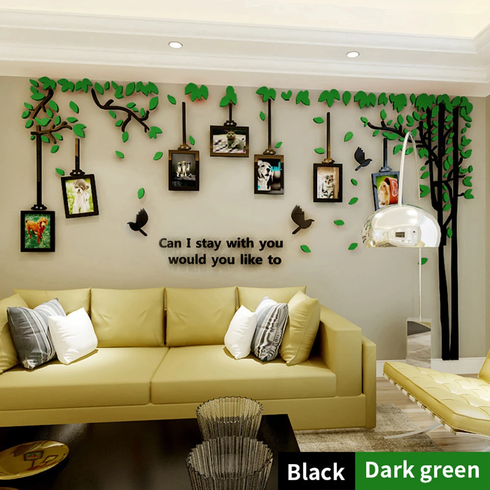 3D Wall Stickers Photo Frame Wall Stickers Home Decor Romantic Tree Stickers Room Decoration Creative Wall Decor Right