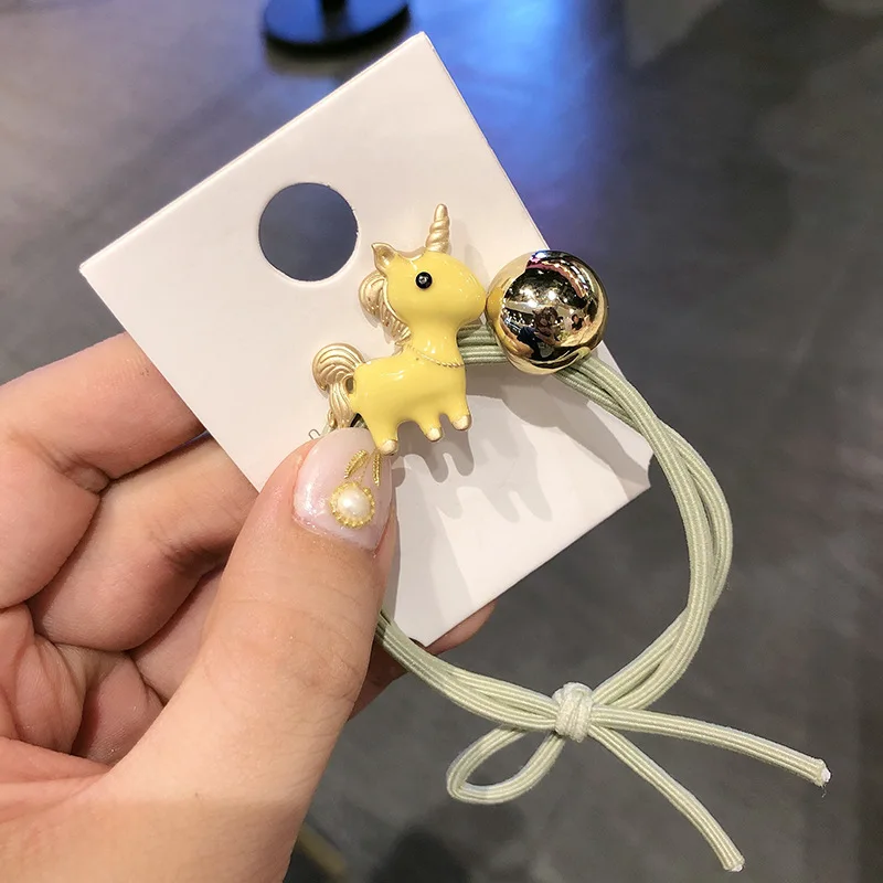 Корейское кольцо для волос девочек 5 цветов эластичное с единорогом аксессуары