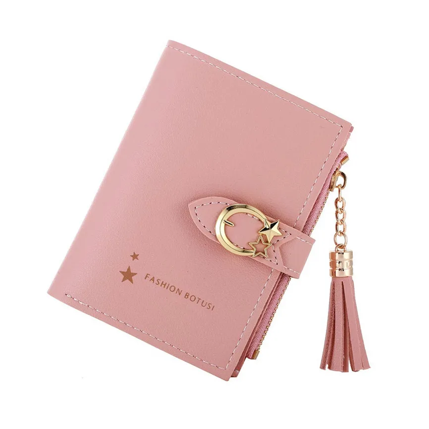 Женский бумажник ретро женский кошелек с пряжкой кисточка два сложения монета