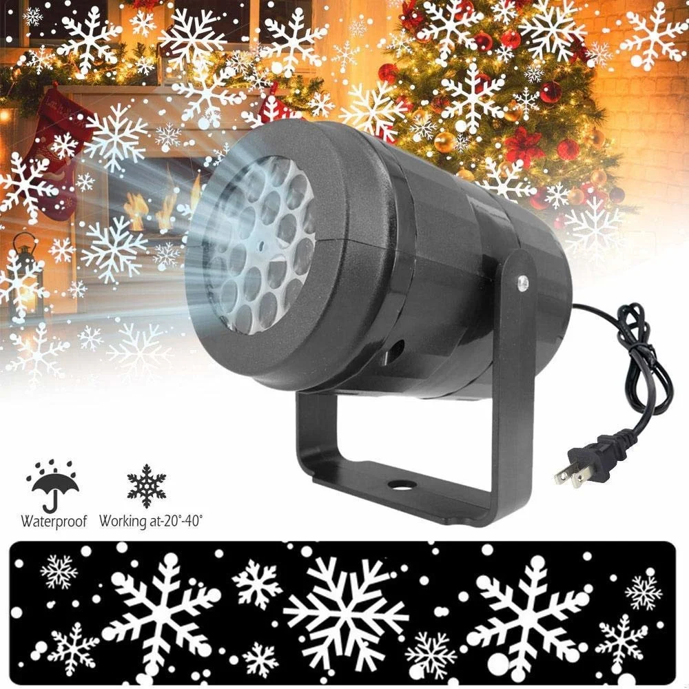 

Led Snowflake Light Projector Night Light Outdoor Snowstorm Projection Lamp Home Christmas Atmosphere Festivals Party Decoration