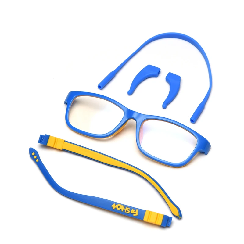 blue yellow Peekaboo силиконовые детские очки Оптические сверхлегкие Детские аксессуары для мальчиков желтые синие очки для девочек Квадратные прозрачные линзы - Цвет оправы: blue yellow