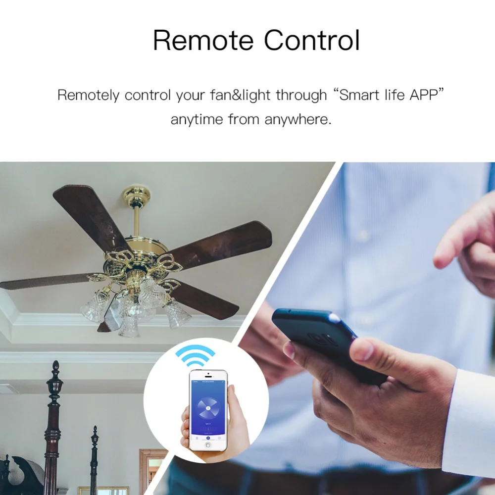 Smart Life/Tuya APP пульт дистанционного управления различной скоростью WiFi умный потолочный вентилятор светильник