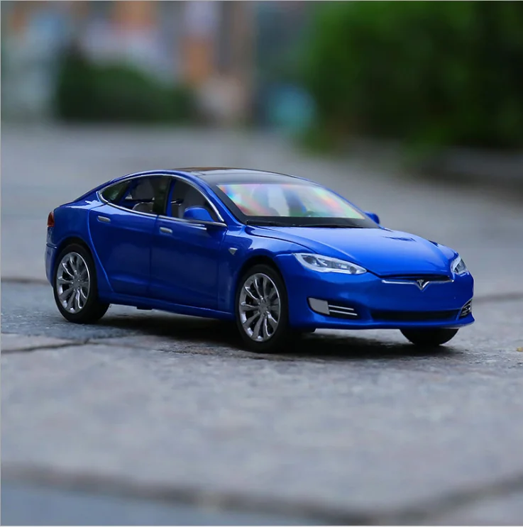 

1/32 Alloy Tesla Model S Saloon Toy Vehicle Simulation Sound Light Pull Back Toys Car For Children Kids Gift blue car