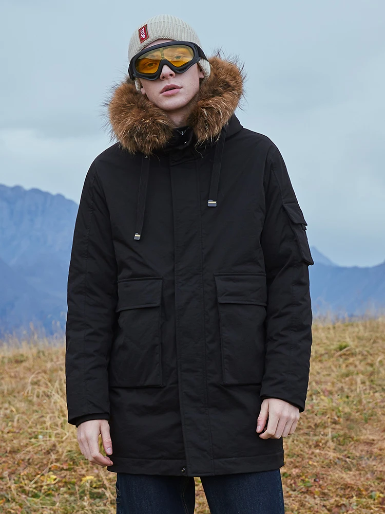 Pioneer Camp новый теплый толстый пуховик для мужчин длинный черный цвет Мода Письмо