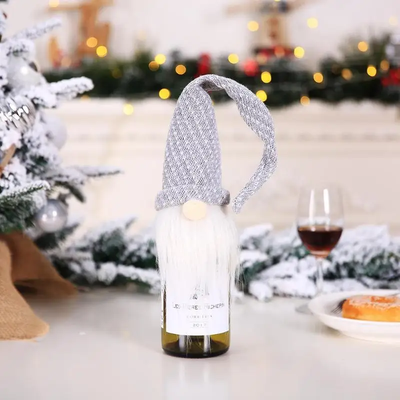Рождественская бутылка вина Декор набор старый человек безликие куклы крышка