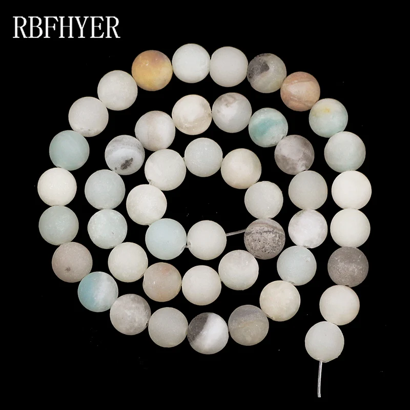 RBFHYER Натуральный камень тусклый полированный матовый Амазонит бусины Круглые