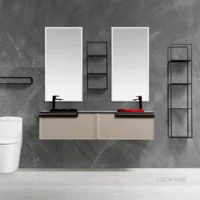 bathroom furniture light luxury solid wood bathroom cabinet ceramic basin led mirror combined bathroom cabinet