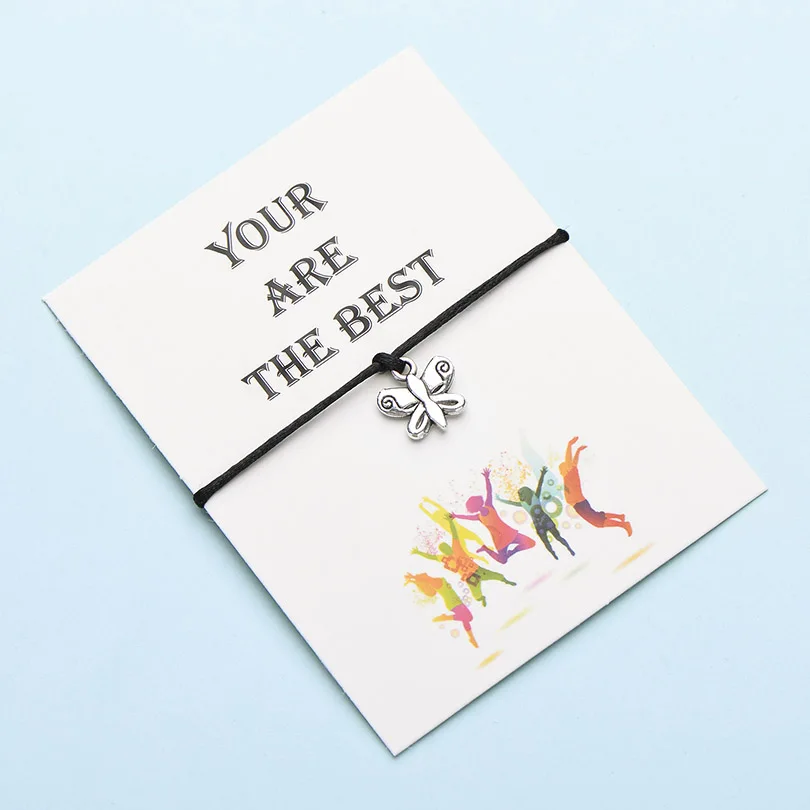 Браслет IYOE Wish Card You-лучший браслет с бабочками для женщин и девочек ручной работы