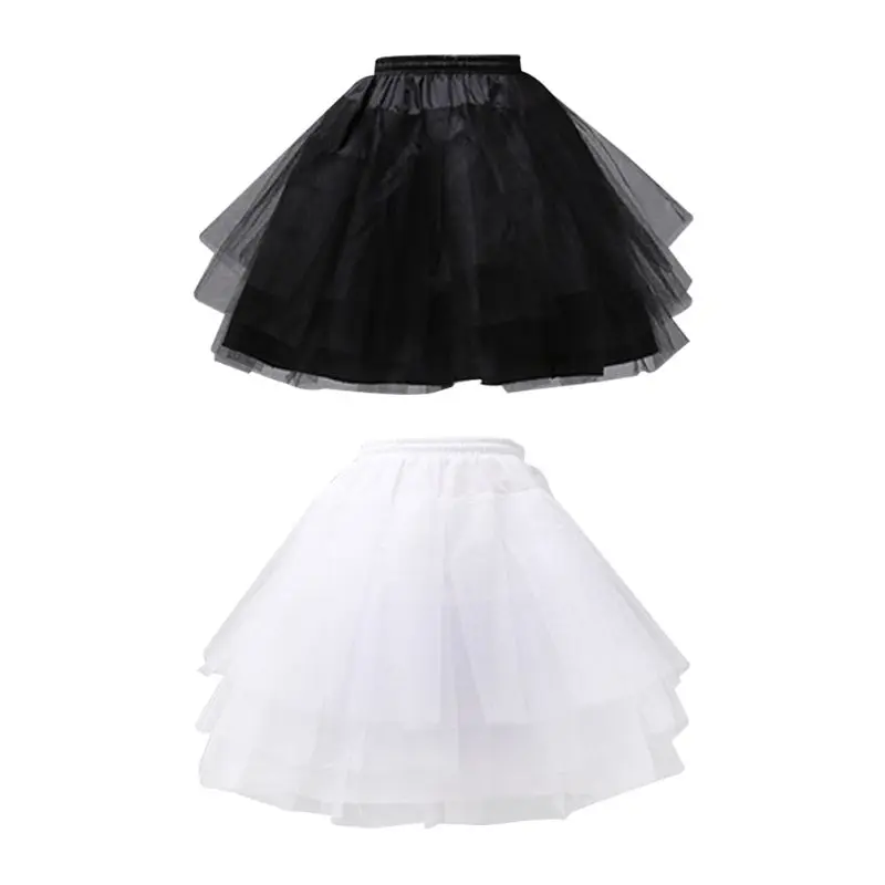 

Women Girls Solid Color Ballet Tulle Short Crinoline Petticoat Multi Layered Ball Gown Lolita Underskirt Elastic Waistband With