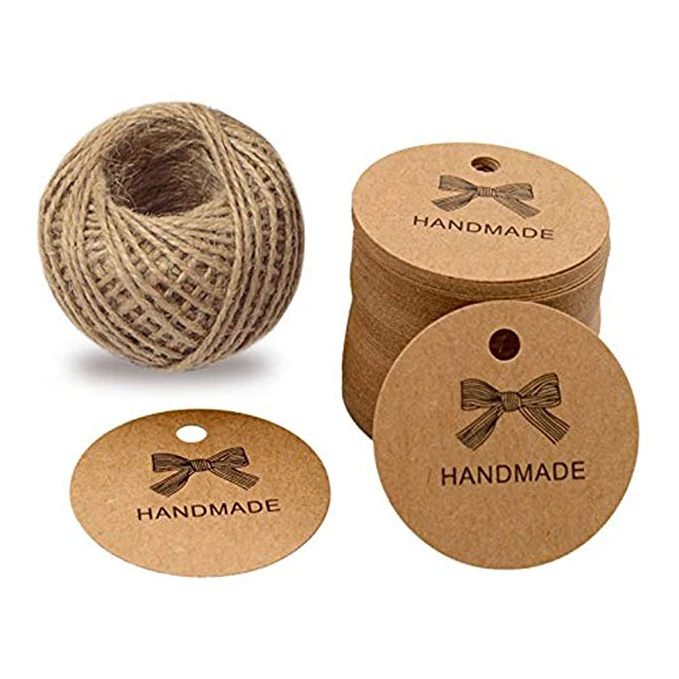 Бирки ручной работы с бантом 300 шт. отверстием для украшения свадебной вечеринки