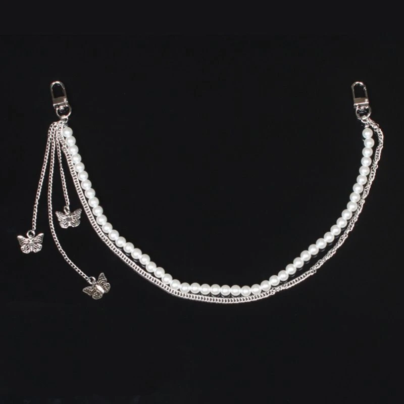 B36D жемчужная бабочка боковая цепочка на джинсы брюки сумка для E-Girl мальчика