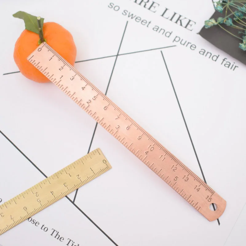 

15CM Brass Straight Ruler for School Office Stationery Metal Painting Drawing Tools Chancery Measuring Ruler Bookmark