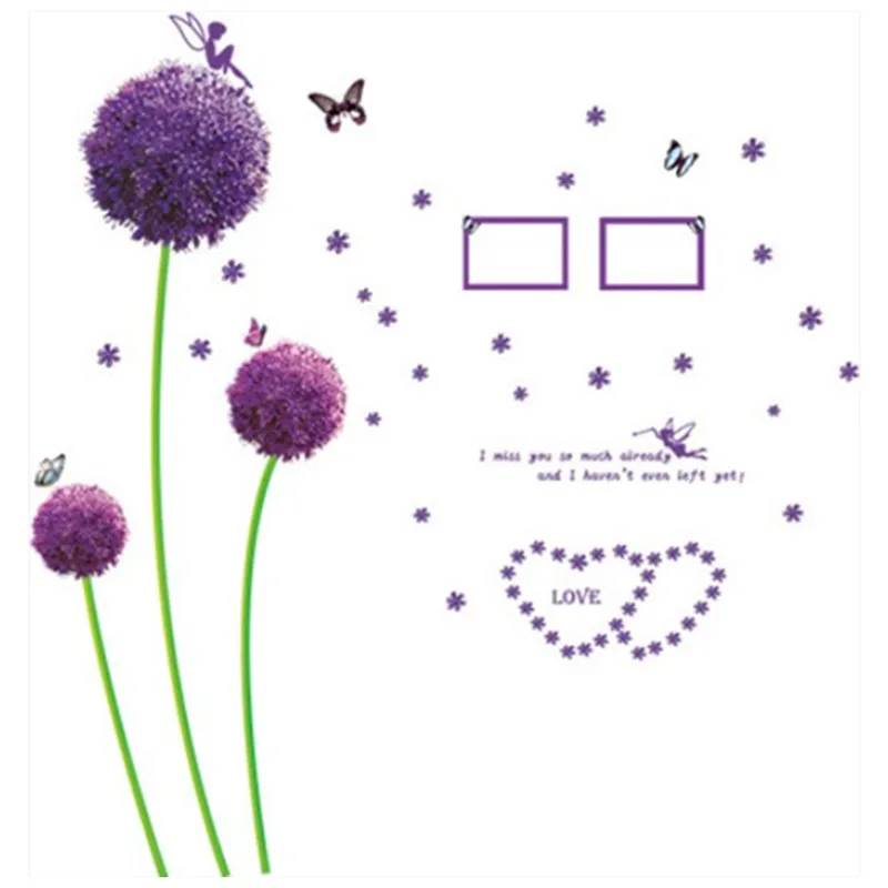 Фоторамка с фиолетовым одуванчиком настенные наклейки любовь цитаты виниловые