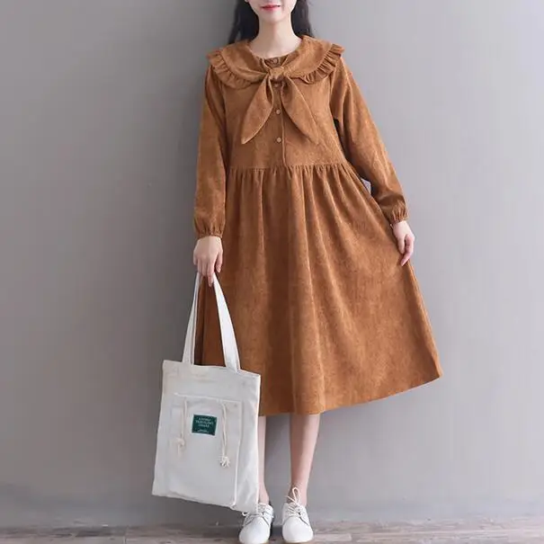 Платье женское вельветовое с воротником Питер Пэн DC657|Женские платья| |