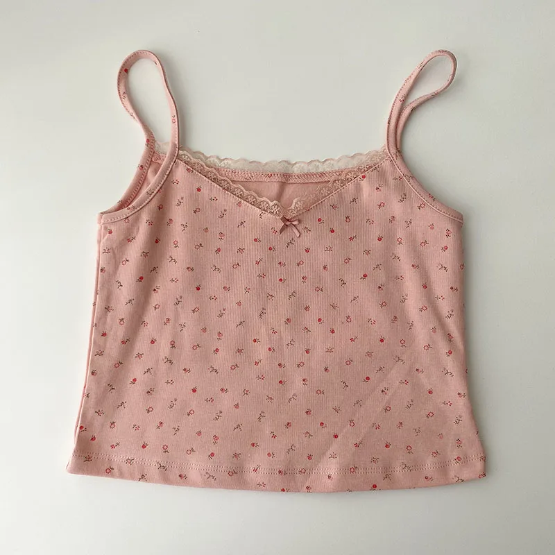

Camisole women's tops Summer short tops 2021 new Vintage lace slim warm joker ladies bottoming cute tops for women Camis