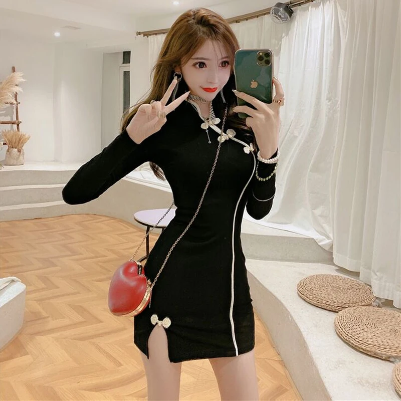 

Women Retro Elegant Slim Qipao Party Night Club Clothes Dress Chinese Traditional Cheongsam Lady Sexy Bodycon Vintage Vestido