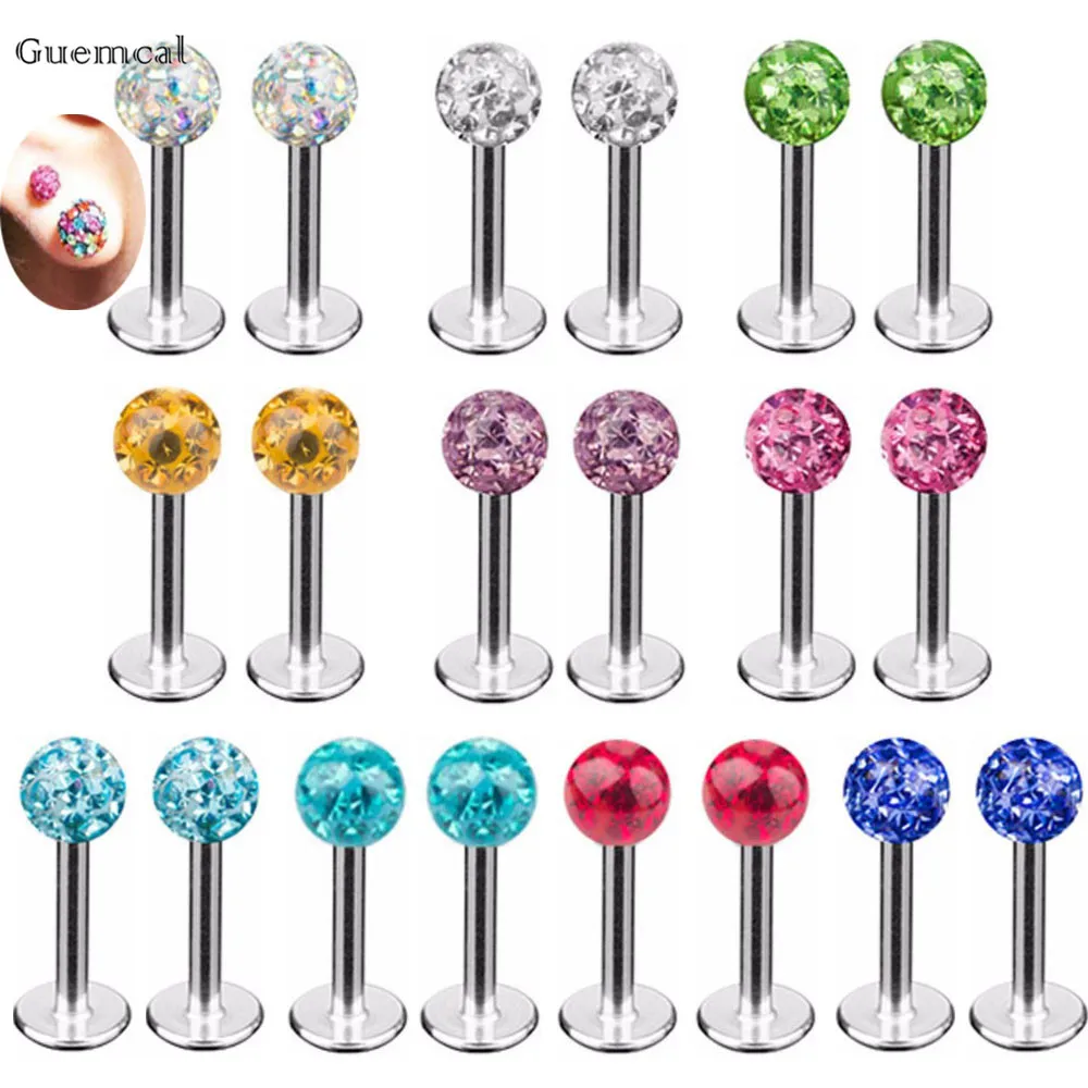 

Guemcal 2pcs Explosive Sweet Round Ball Straight Stud Earrings Exquisite Piercing Jewelry