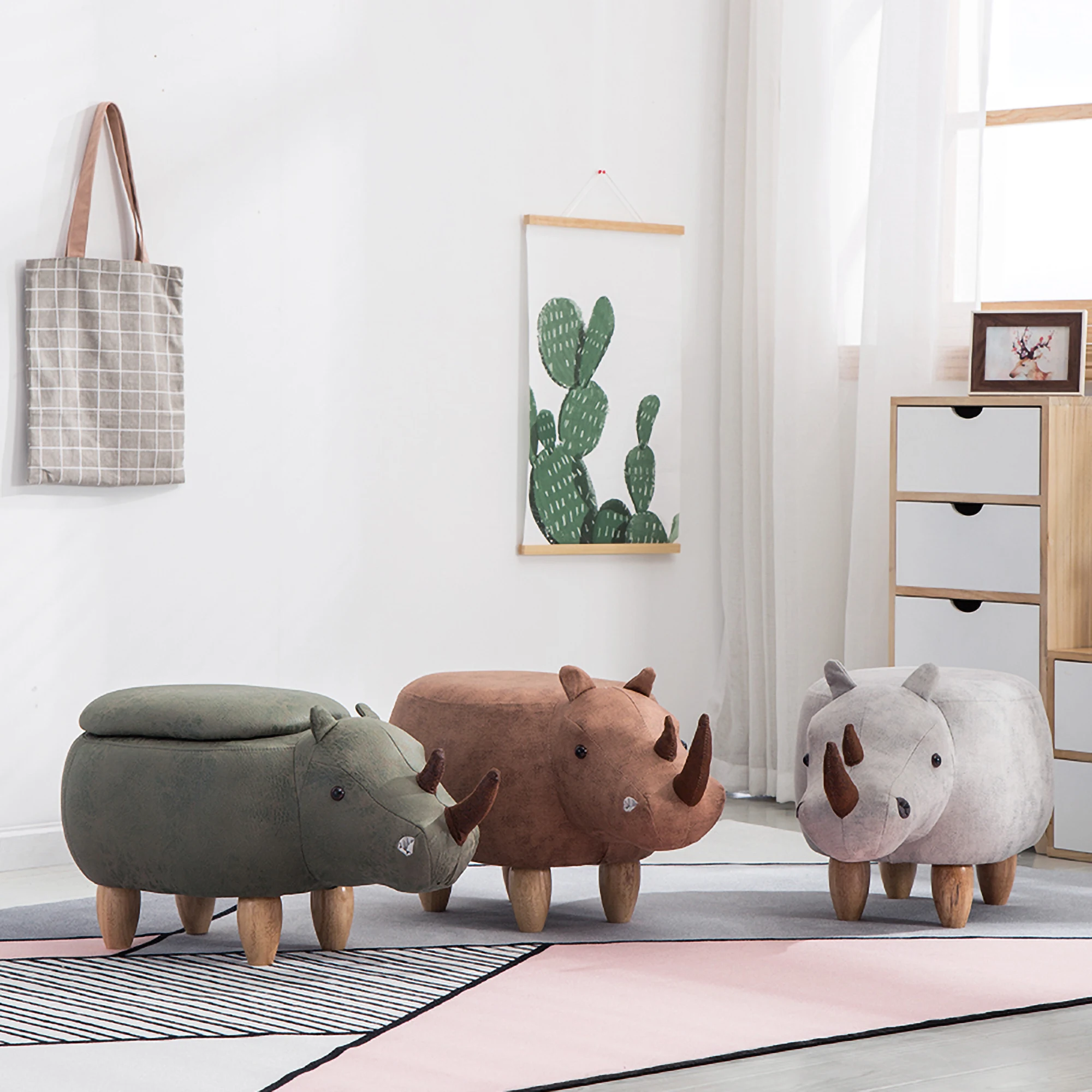 

Solid wood foot stool creative hippo shoes bench sofa designer furniture storage test