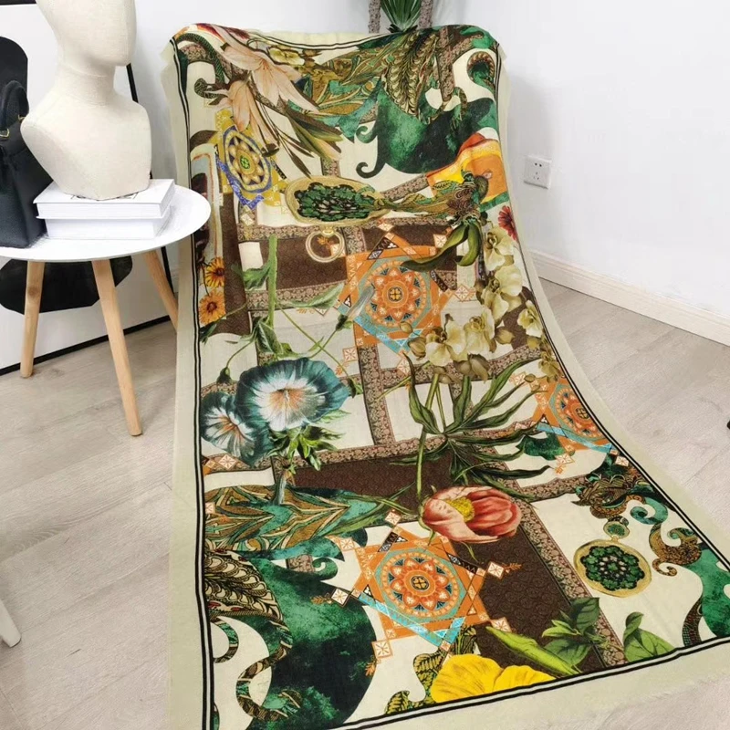 

Сказочный принт 100%, кашемировый шарф, палантины, женские зимние модные шарфы, шаль, фуляр 200*100 см