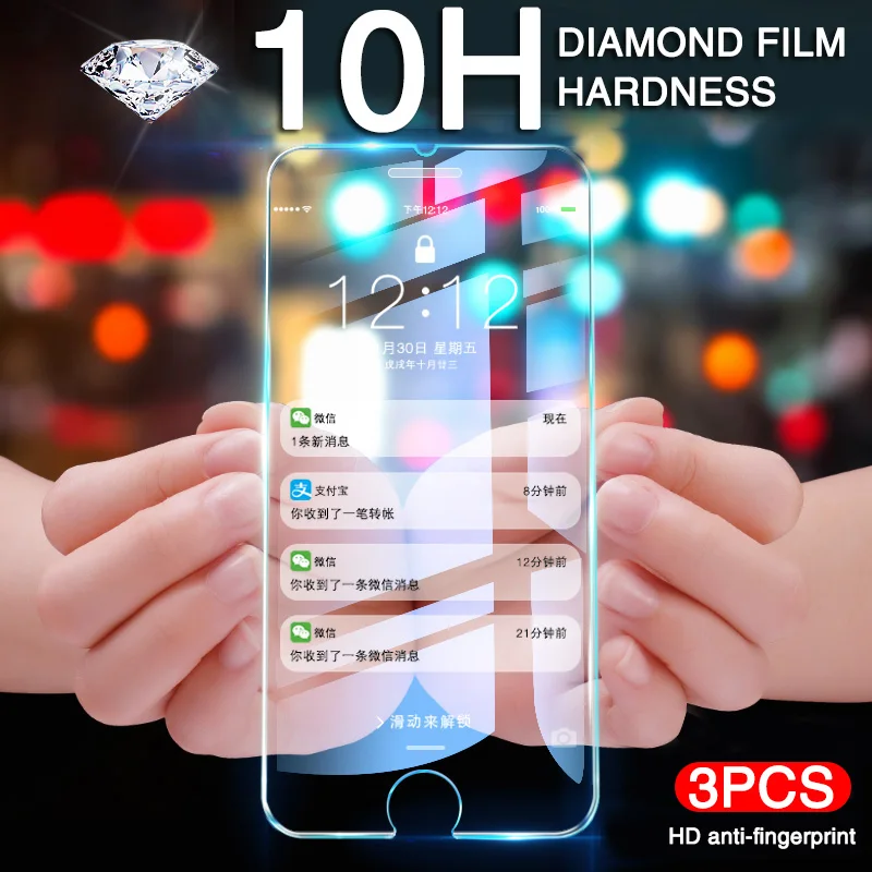 

3Pcs HD Tempered Glass For iPhone 6 6s 7 8 Plus Screen Protector on the For iPhone X XS MAX XR 5 5s SE 10H Protective Glass Film
