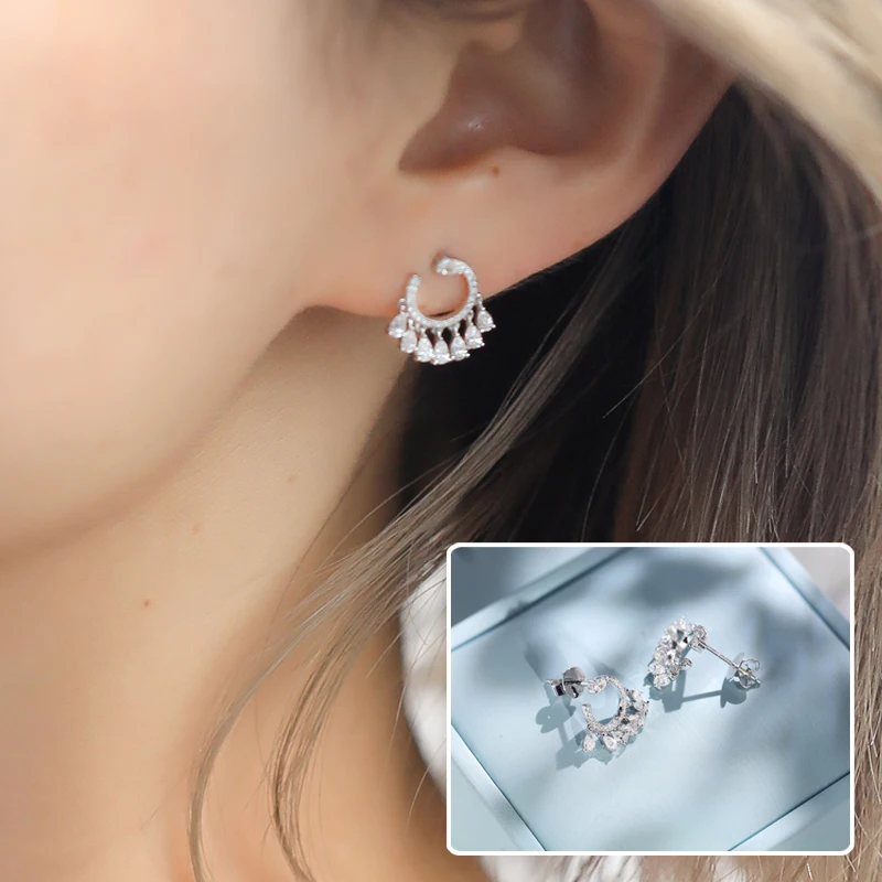 EDI роскошные золотые серьги-подвески с бриллиантами 14 к белое золото 0 58ctw G/SI