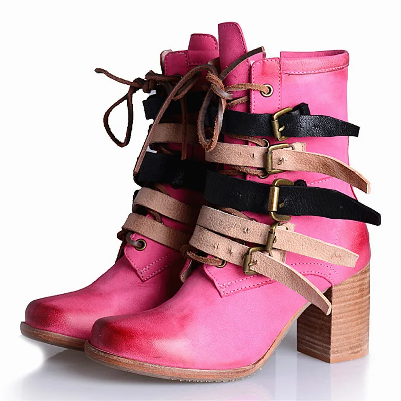 Jady/розовые женские ботильоны из натуральной кожи в стиле панк с розой Осенняя