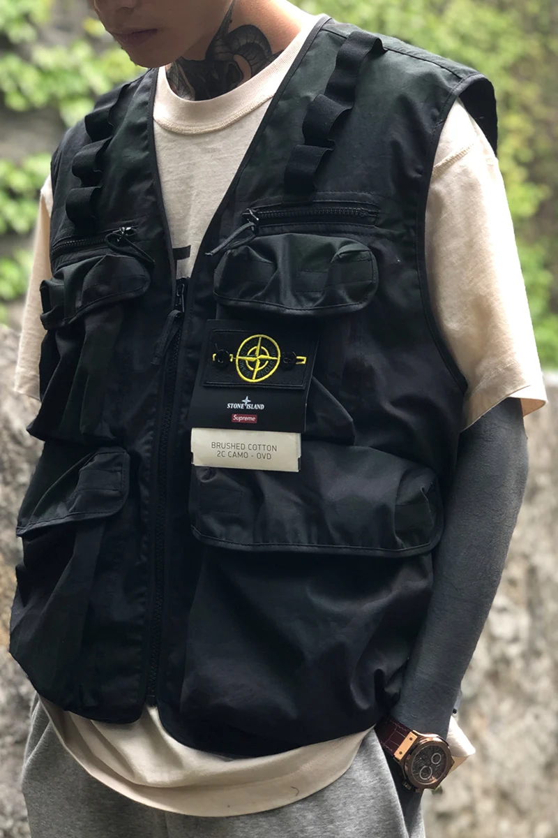 

High Street Function Tide Brand Stone Island Joint Camouflage Tooling Trend Vest Multi-pocket Tactical Vest Couple Men and Women