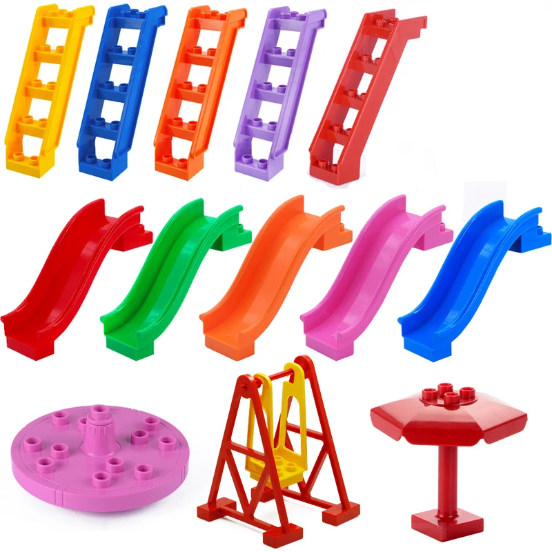 Большой Размеры горка и качели лестницы большой город строительные блоки