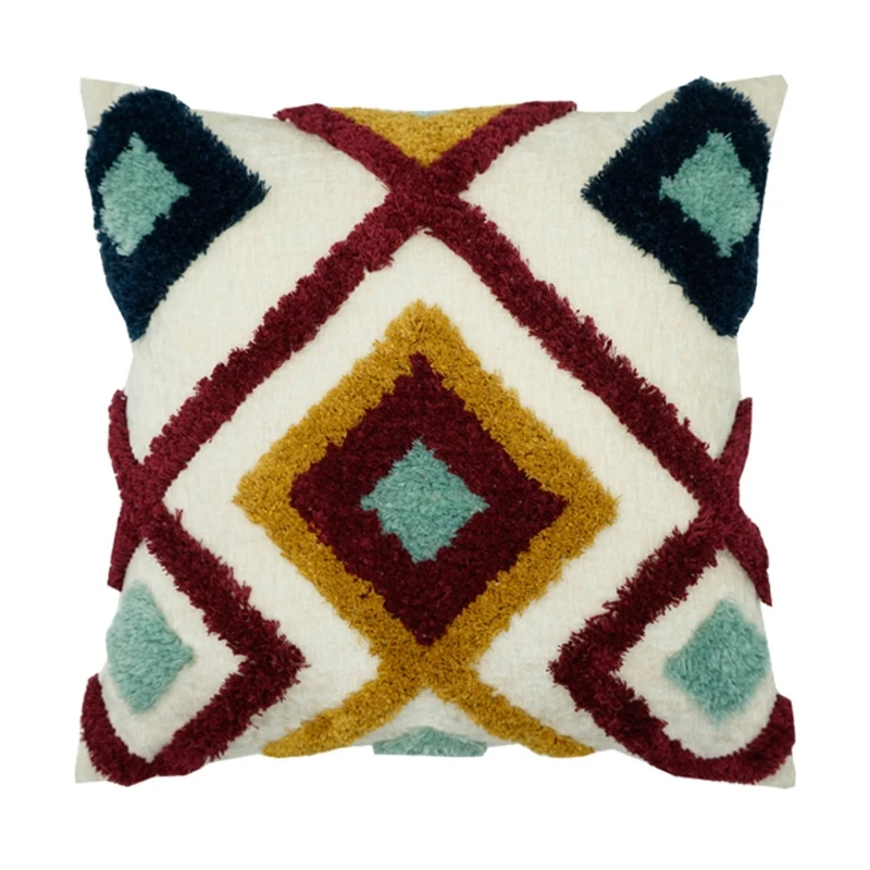 

Nordic Geometric Rhombus Flannel Pillowcase Cushion Pillow Cover Handmade Throw Pillow Covers Home Decor Backrest