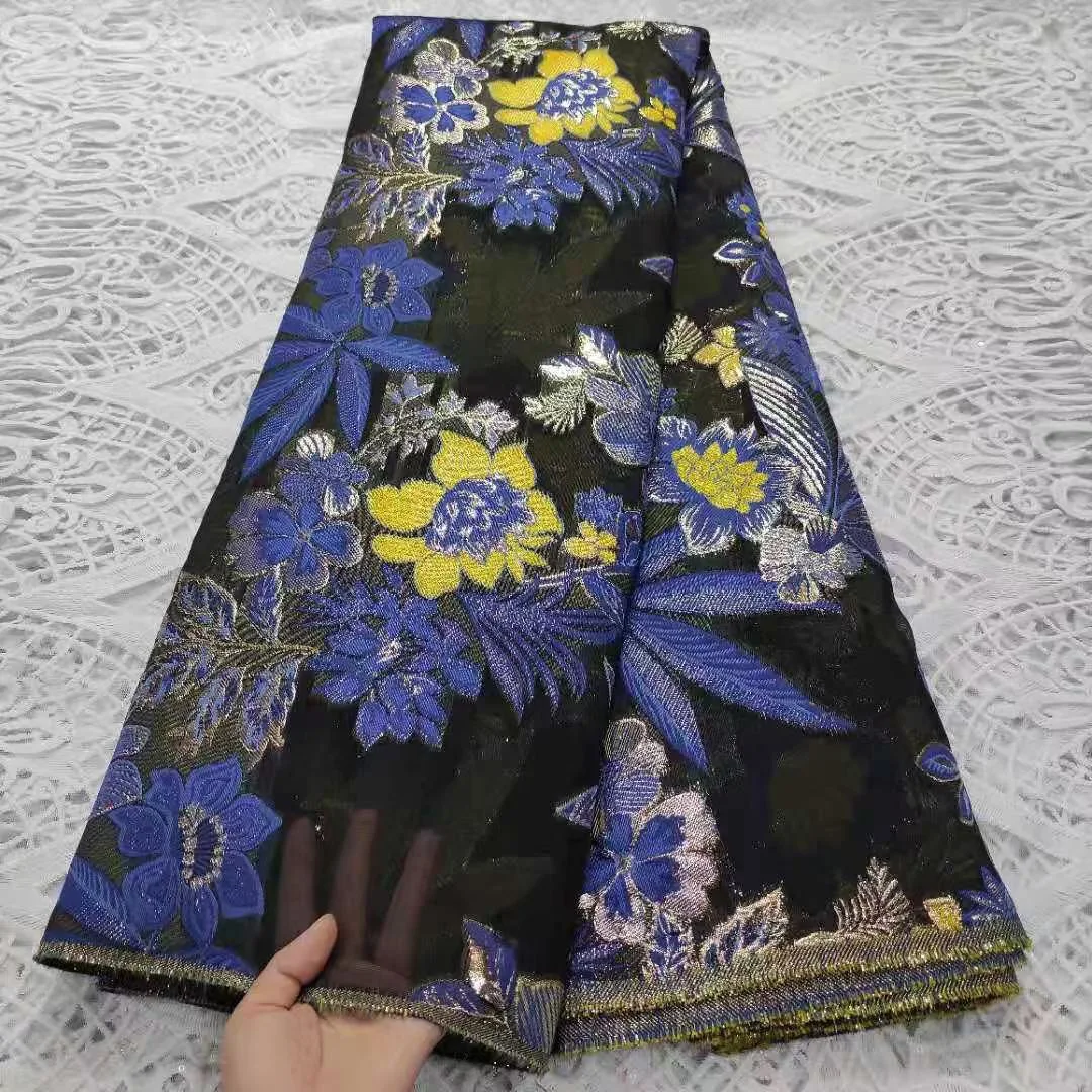 Кружевная ткань жаккардовая с вышивкой для свадебной вечеринки в Нигерии P1388