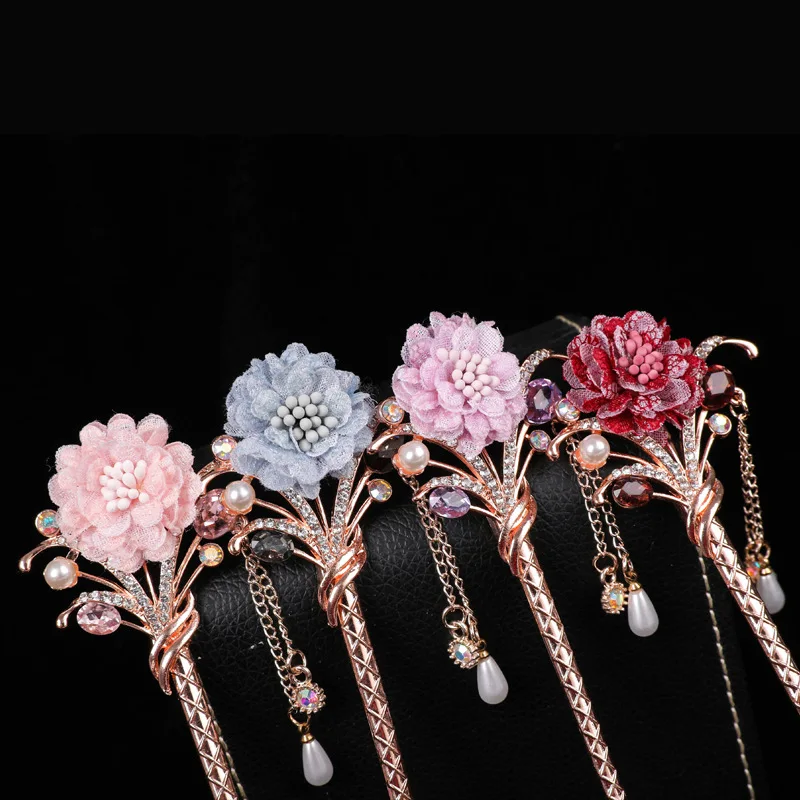 Ancient Hairpin Chinese Ethnic Retro Flower Hair Accessories For Women Girls Costume Shake Hair Pins Hair Accessories