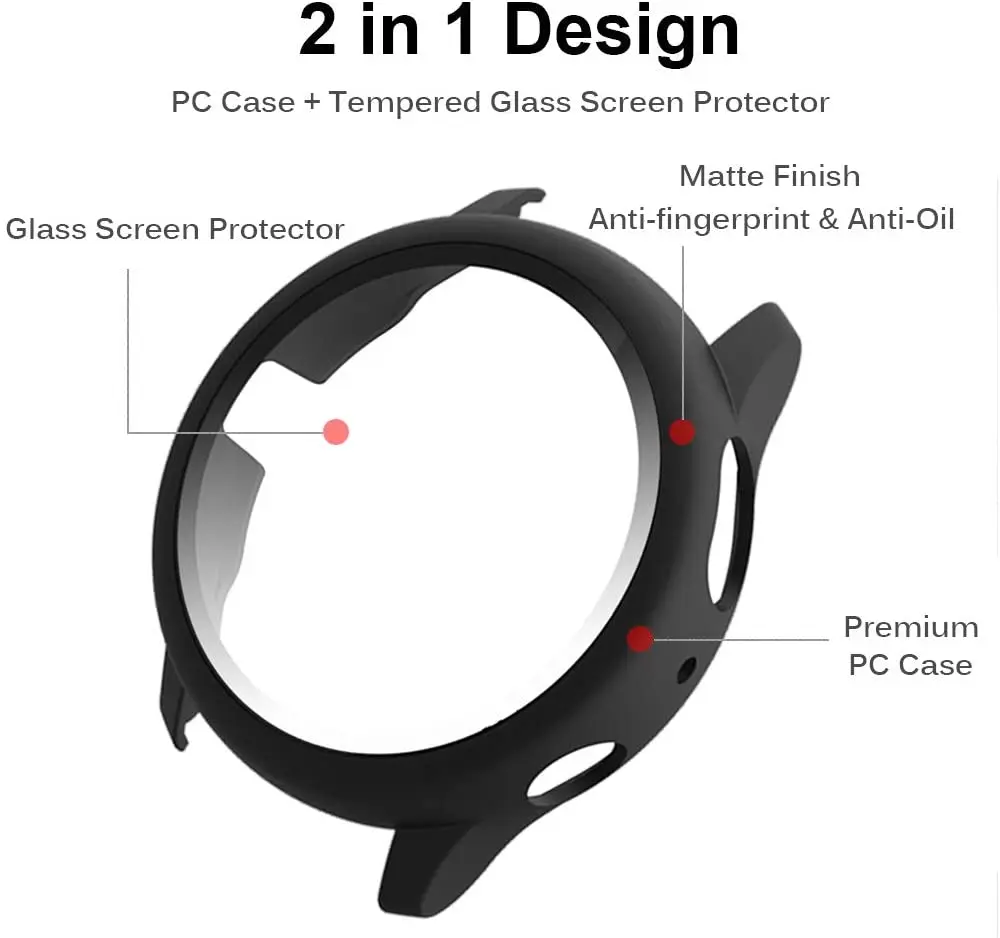 Чехол для Samsung galaxy watch active 2 44 мм со встроенным закаленным стеклом защита экрана с