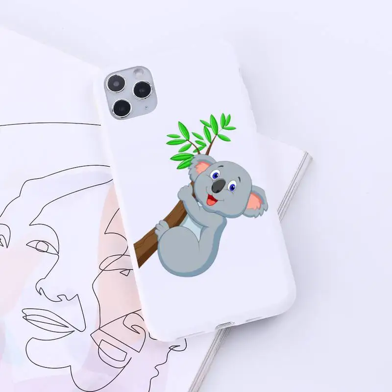 

cute koala bear Animal cartoon Phone Case Candy Color for iPhone 6 7 8 11 12 s mini pro X XS XR MAX Plus