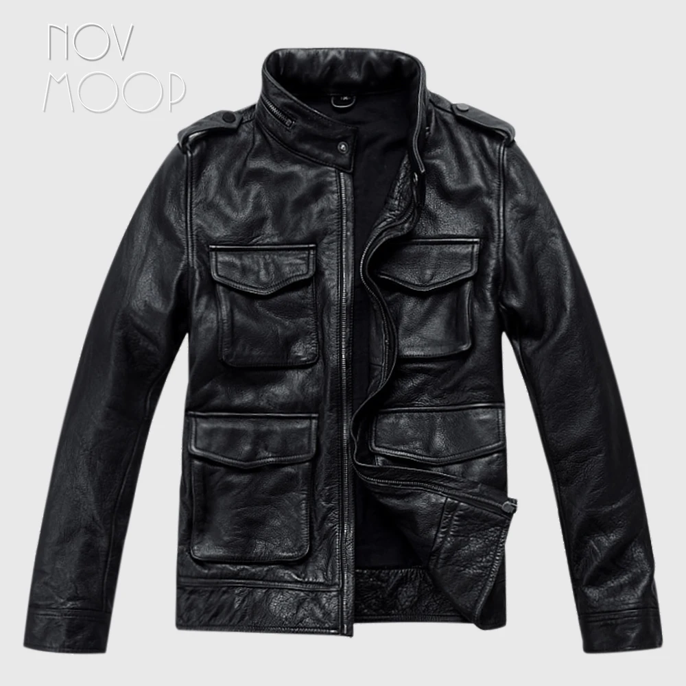 Куртка из натуральной кожи, Черная мужская кожаная байкерская куртка, chaqueta moto hombre veste cuir homme cappotto LT1194