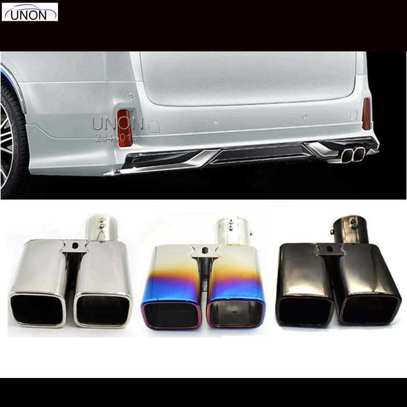 

Stainless Steel Car Dual Outlet Exhaust Pipe Muffler Tip Rear Tail Throat Refit For Toyota Alphard