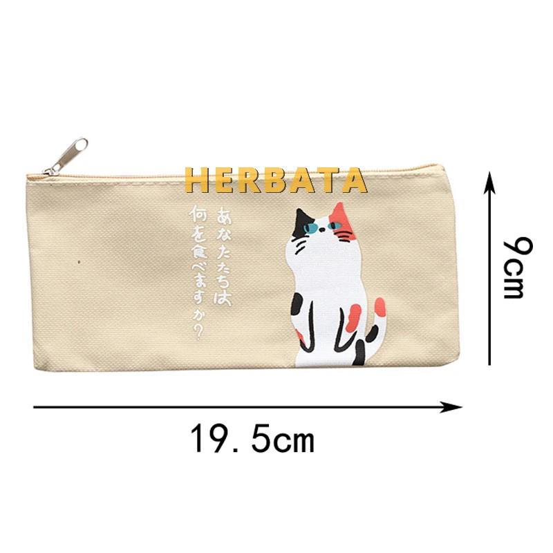 Творческий мультфильм пеналы Японский кот холст Канцтовары для учащихся