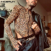 men fashion casual style sexy leisure onesies leopard printing male loungewear long sleeve triangle bodysuits s 5xl 2021 incerun