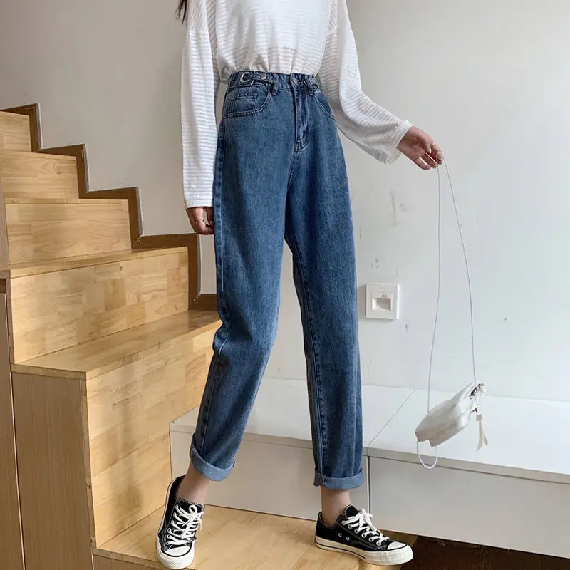 

Women's Retro Straight Wide-Leg Jeans Spring New Student Fashion Loose Self-Cultivation Wash Water Breathable Boutique Jeans