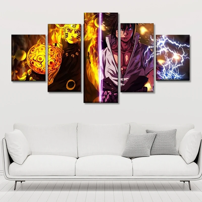 

Японское аниме Наруто 5 панелей Учиха Саске роспись на холсте художественный плакат современный Декор для дома гостиной