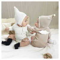 2022 new baby girl dot print bodysuit hat 2pcs infant outfits autumn baby long sleeve jumpsuit boy toddler clothes 0 24m