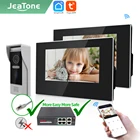 Видеодомофон Jeatone Tuya smart, 7 дюймов, Wi-Fi, камера ночного видения, обнаружение движения, 2 монитора и 1 дверной звонок, 110 720PAHD