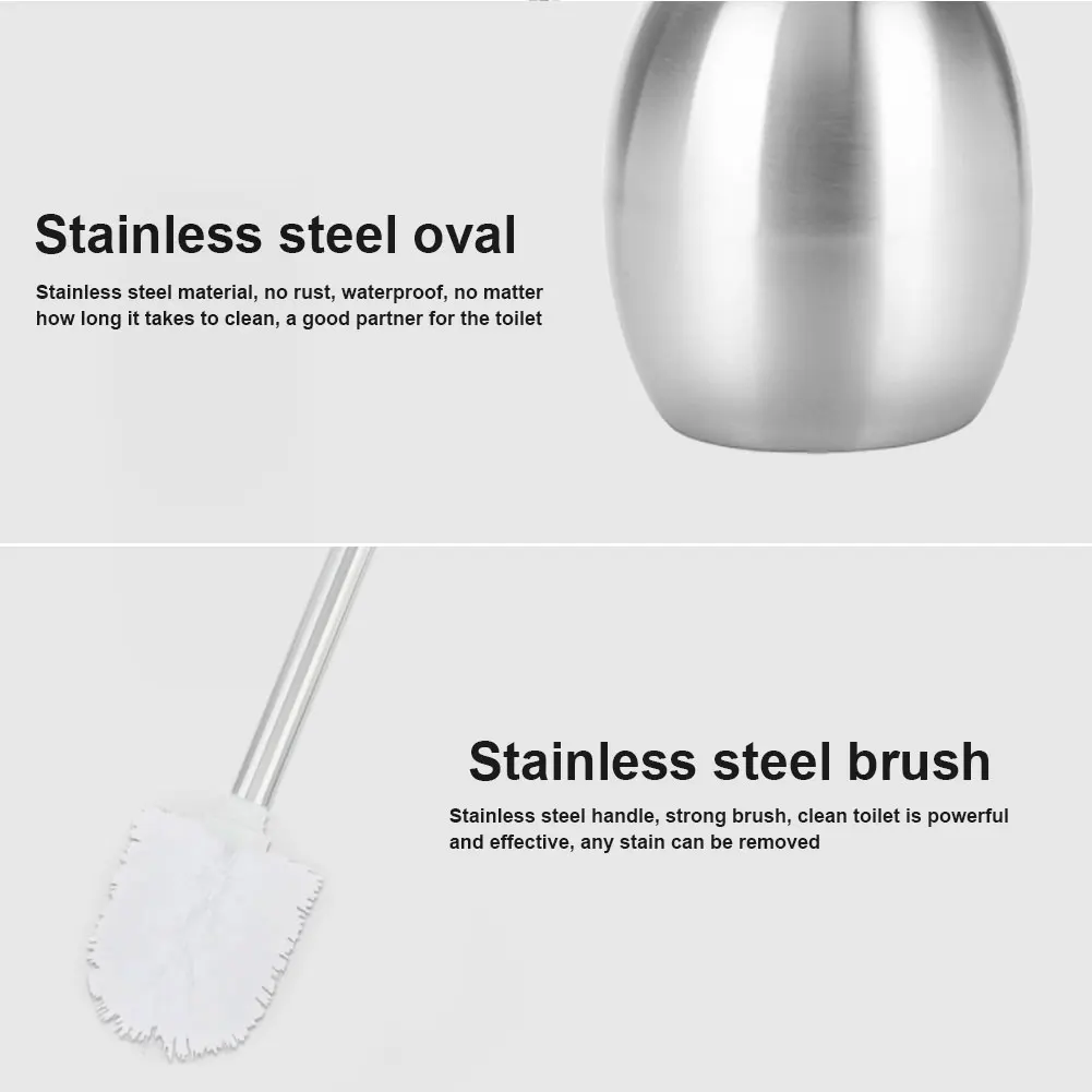 WC Brush Holder Ellipse Shape Hotel Toilet Set Cleaning Stainless Steel Antibacterial Home Decor | Дом и сад
